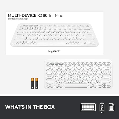 Miniatura 9 de Logitech Teclado Bluetooth inalámbrico multidispositivo K380 para Mac - Blanco apagado (renovado)
