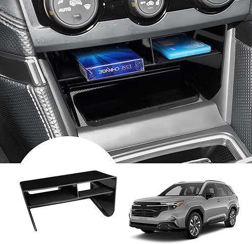 Autorder Organizador de consola central para Subaru Crosstrek 2024, caja de almacenamiento para reposabrazos, bandeja de inserción secundaria con 2