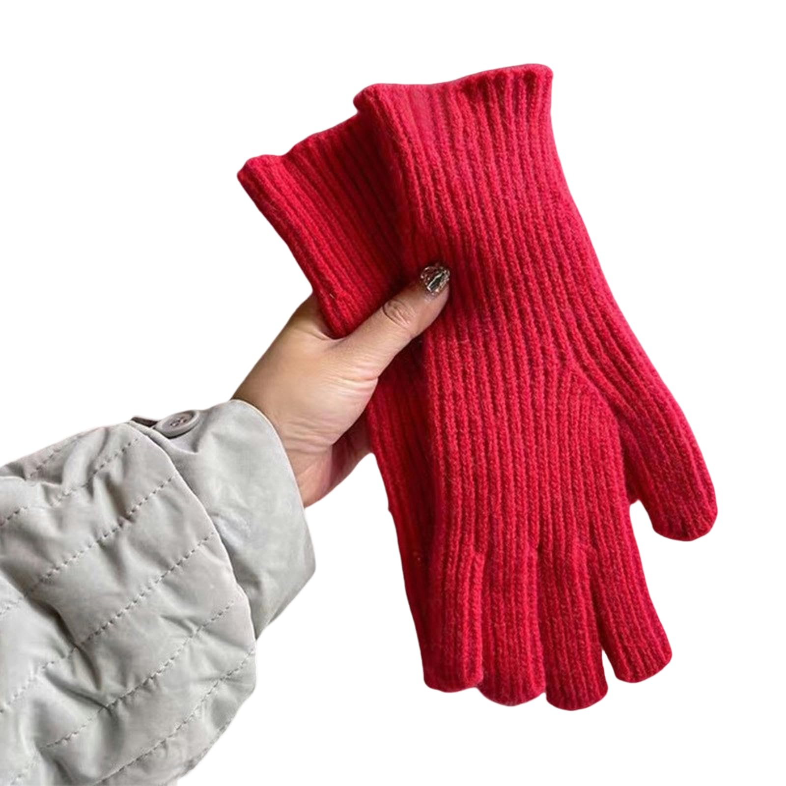 Guanti Moto Guanti Touch Screen in Lana A Maglia Autunno Autunno E Inverno per La Protezione Fredda delle Donne Calde Guanti-Rosso