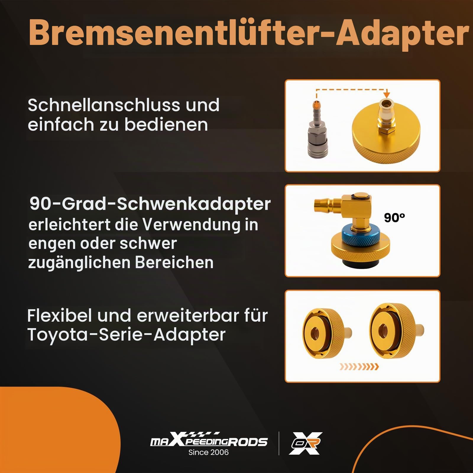 maXpeedingrods Brake Fluid Bleeder Adapter Tool Kit Bremsenentlüftungsgerät | Brake Master Cylinder Bleeder Werkzeug, Entlüfterset Professionelles Bremsentlüfter-Adapterset zum Befüllen Bremsflüssigkeit