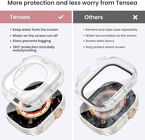 Vista 68 de Tensea - Funda protectora de pantalla impermeable para Apple Watch (2 en 1) para Apple Watch Serie SE 7, 5, 4, accesorios de 45 mm, iWatch protector