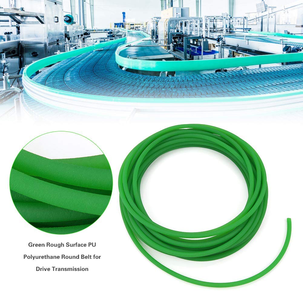 Correa de poliuretano PU 6mm x 10m para transmisión, superficie rugosa verde