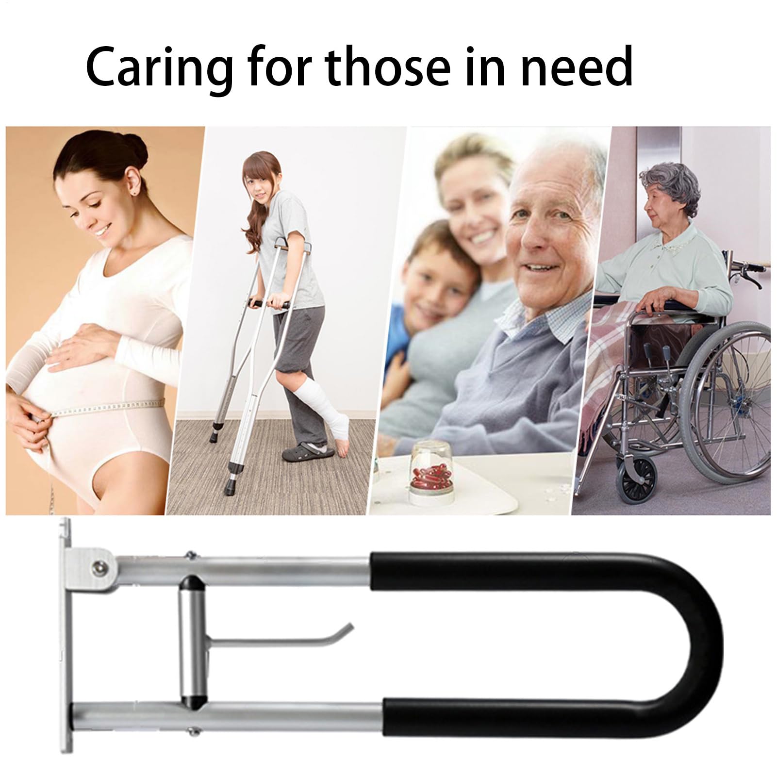 Barre di sicurezza per bagno, in lega di alluminio, resistente, per WC | maniglia di supporto a parete impermeabile per anziani, disabili, incinte o pazienti, assistenza di sicurezza, doccia, anzian