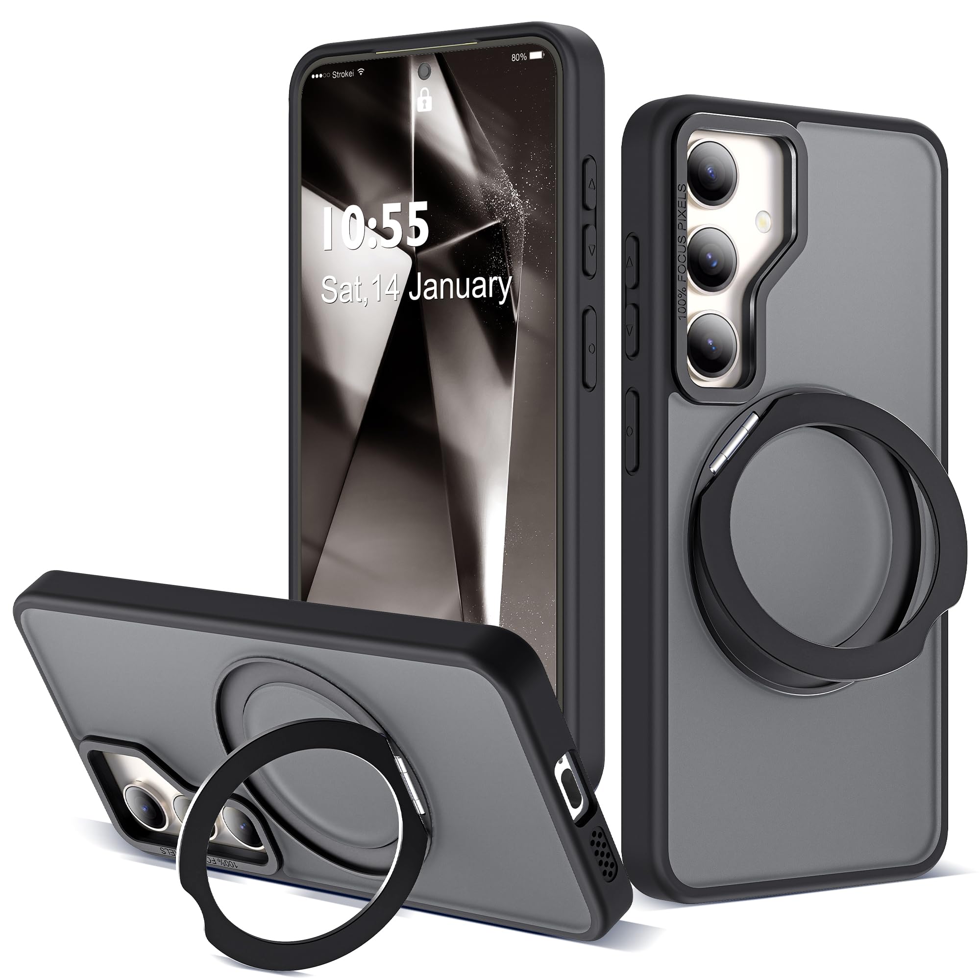 Zalinbo for Samsung Galaxy S23 Case with 360°Rotatable Magnetic Ring Stand Compatible with Mag-Safe Military Standard Protection Shockproof Matte