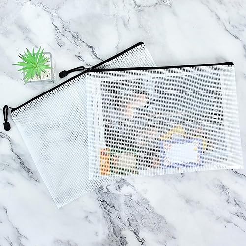 Miniatura 22 de Vuzvuv 26 bolsas de malla con cremallera, tamaño A4, de 13 x 9.3 pulgadas, carpetas de archivos de documentos con etiqueta adhesiva, bolsa de malla