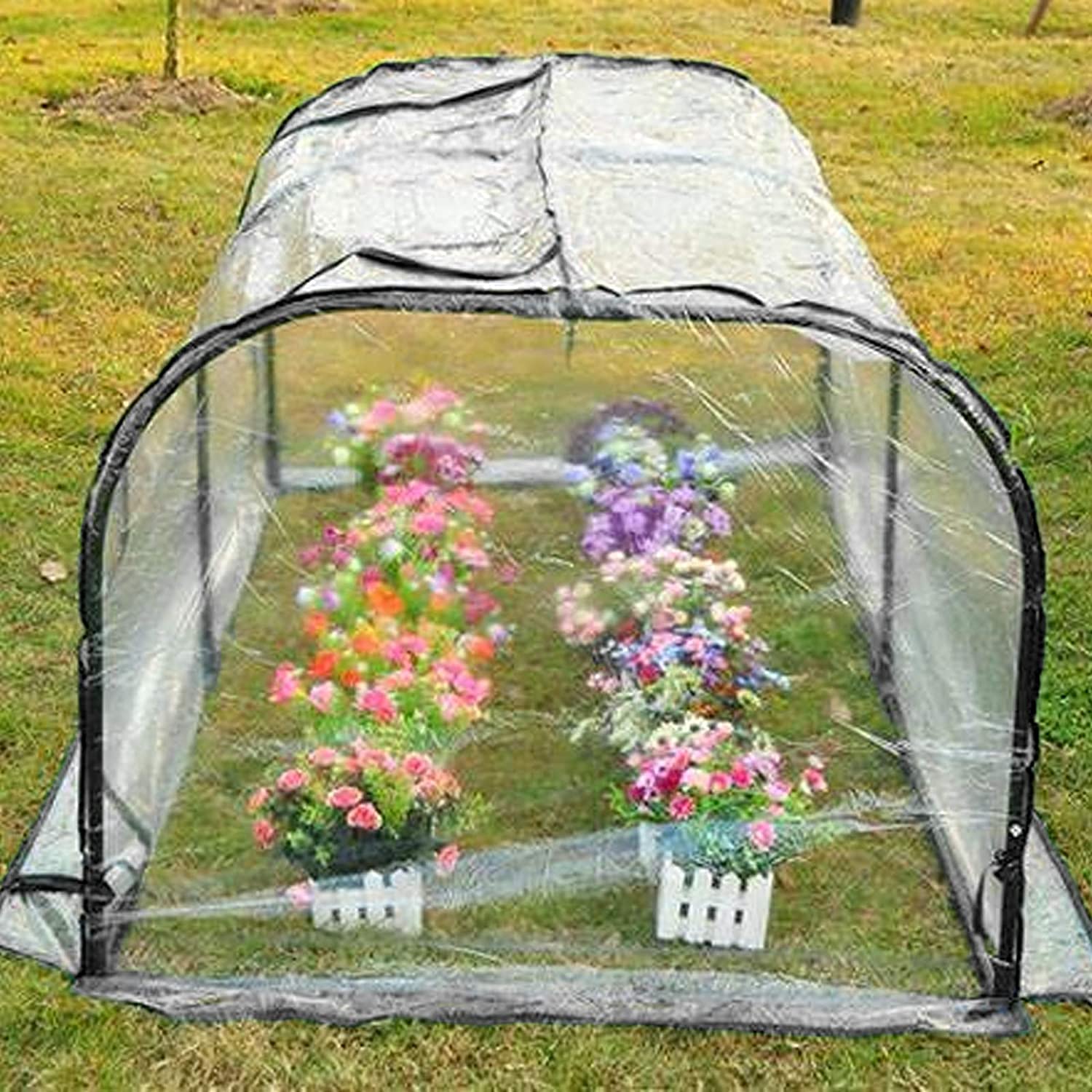 Lonas Impermeables Transparente Exterior con Ojales 2 x 3 m Lona Impermeable Transparente Adecuado para Plantas Invernadero Jardines Camiones Cenadores
