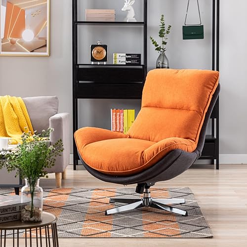Miniatura 3 de HEAH-YO Moderna silla de salón giratoria silla tapizada de 34 pulgadas de ancho con respaldo de inclinación ajustable cómoda mecedora para