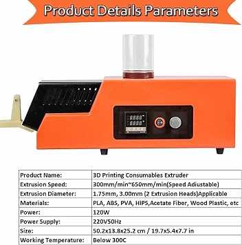 3D Filament Making Machine Desktop Speed Adjustable, 3D Printing Filament Extruder, Adjustable Speed 300-650 mm/min, Suitable for PLA, ABS, PVA Materials~/