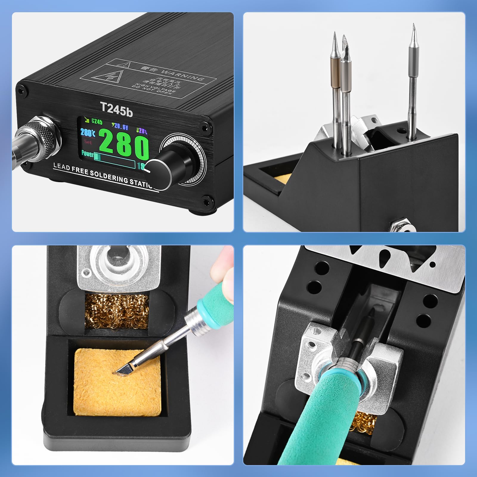 Stazione di saldatura T245b FAI DA TE Saldatura Elettronica Punte Maniglia Lega di Alluminio Caso & Maniglia Staffa 100-240V 180W Spina Degli Stati Uniti C245 Punte di Ferro I K è