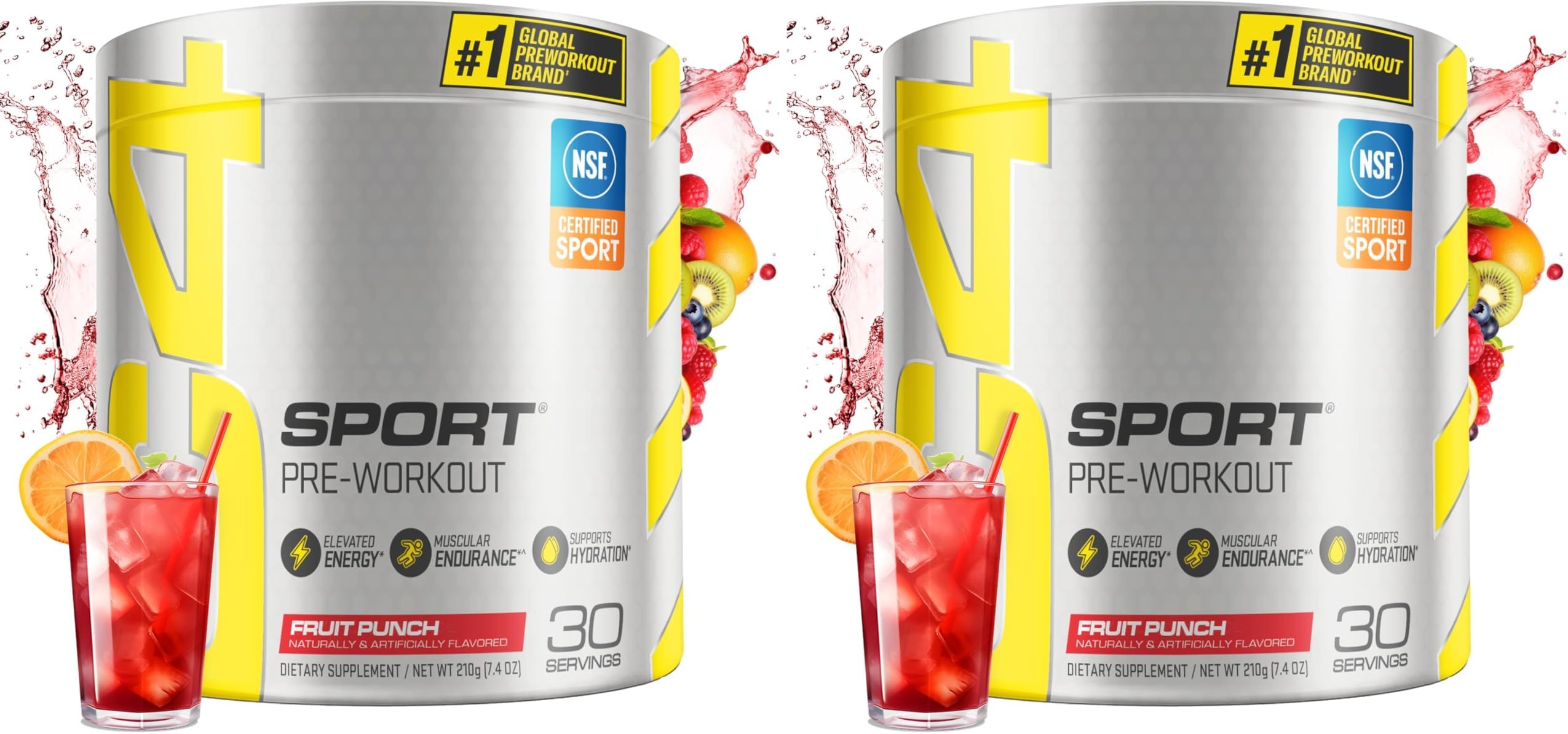 C4 Pre Workout Powder, Fruit Punch | NSF Certified for Sport | 30 Servings | Pack of 2