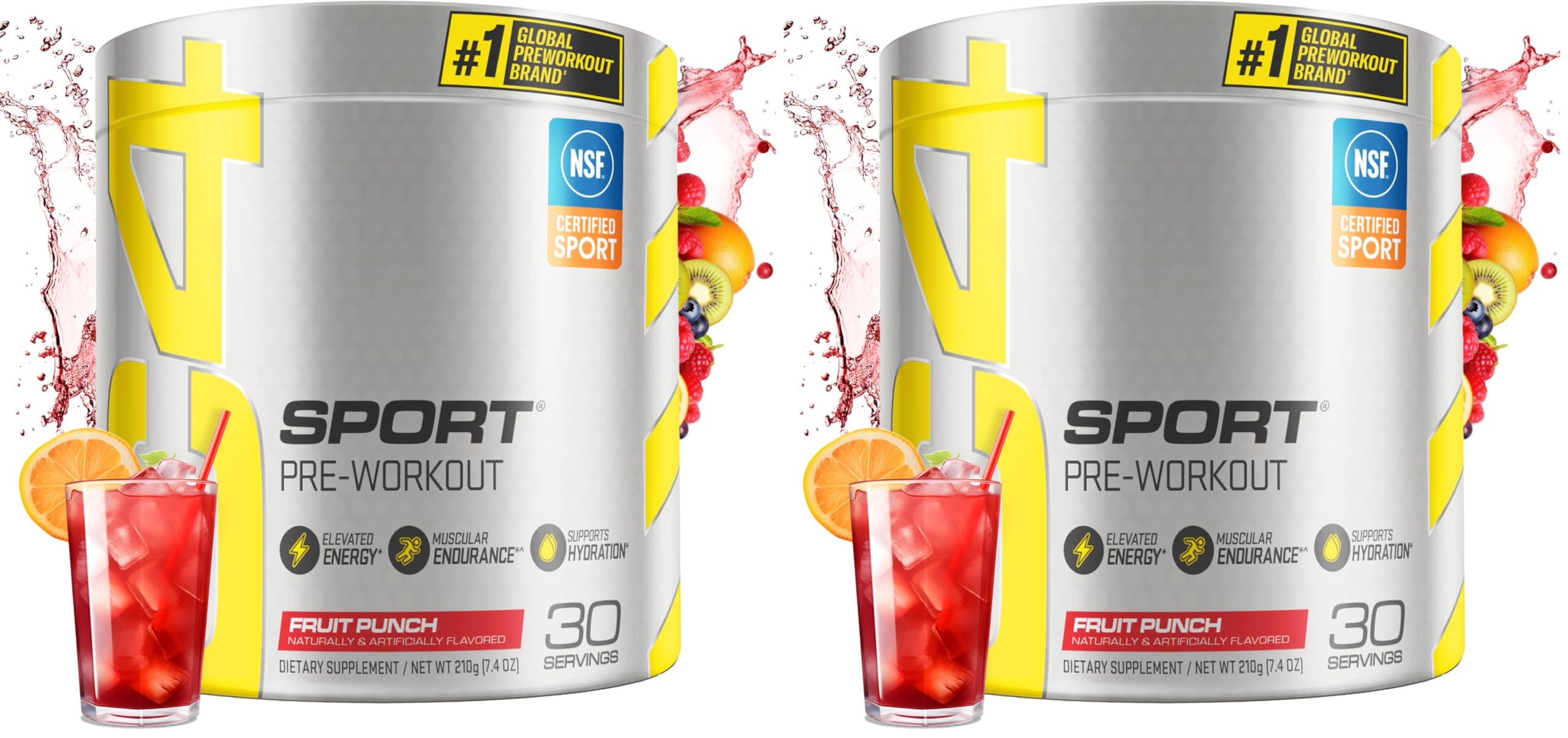 Cellucor C4 Sport Pre Workout Powder Fruit Punch - NSF Certified for Sport | 30 Servings, Packaging May Vary. (Pack of 2)