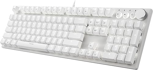 i-rocks K74M Illuminated Mechanical Keyboard - with Swappable Switches - 107keys, USB-C Detachable Cable, LED Backlit, PBT Double Shot Keycaps, Smart Wheel Control - White