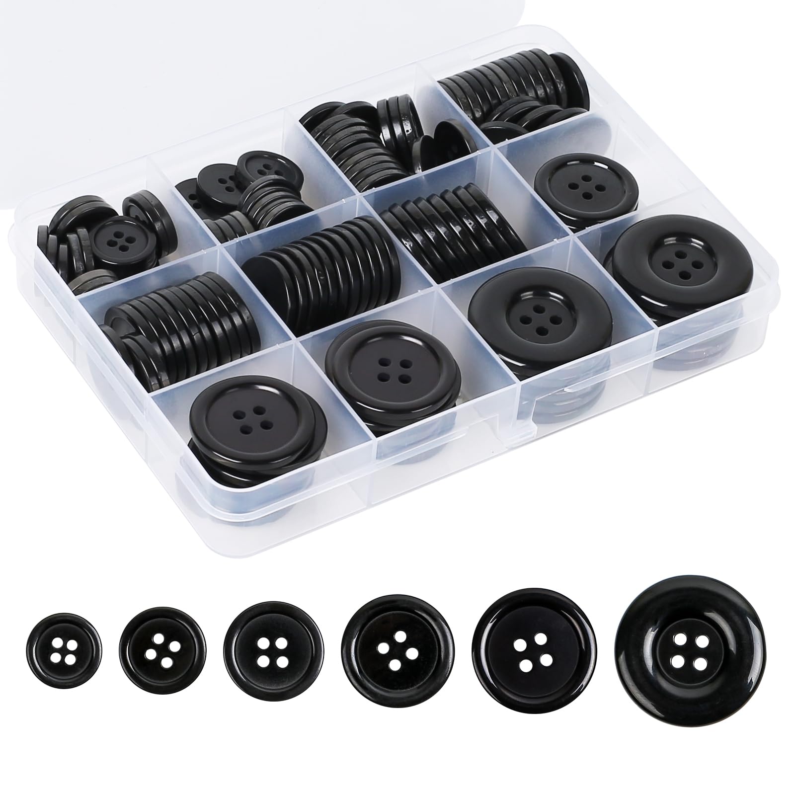 Furuising 140Pcs Large Black Buttons