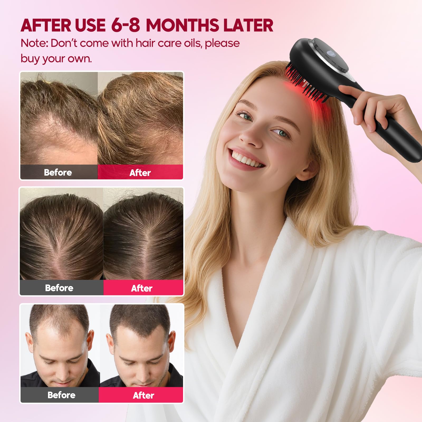 Red Light Hair Brush Scalp Massager, Portable Scalp Massager for Men Women