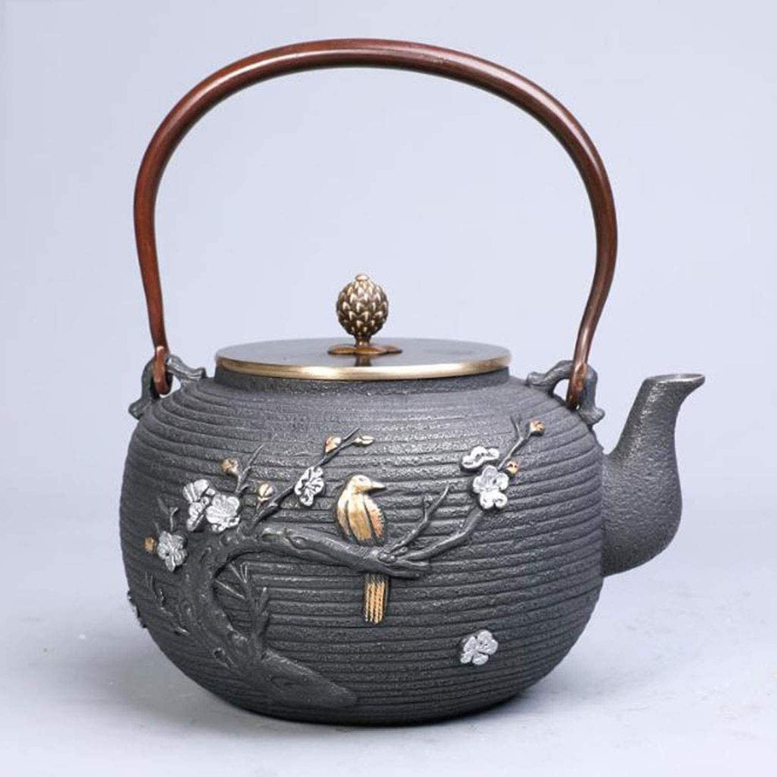 MGEMJMJ Cast Iron Tea Kettle Tea Pot, Japanese Retro Tea Maker For Loose Leaf Tea, 1.2 Litre Handmade Small Tea Kettle For Living Room Office Tea House