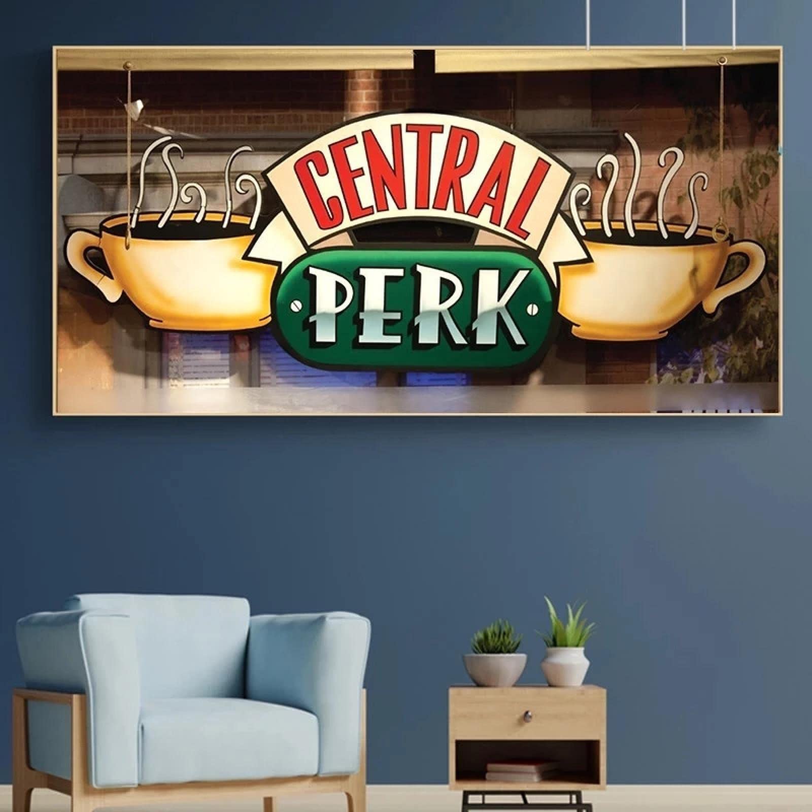 Guying Art Central Perk Cafe Quadro su Tela Amici Serie TV Poster e Stampe Quadri su Tela Immagini per Soggiorno Decorazioni per la Camera da Letto 50x100cm(20x39in) con Cornice