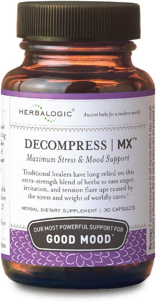 Decompress MX Herb Capsules – Maximum Stress & Tension Relief – Reduces Anger & Moodiness, Positive Mood Support – Based on The Traditional Chinese Formula Xiao Yao San – 30 Cap Count