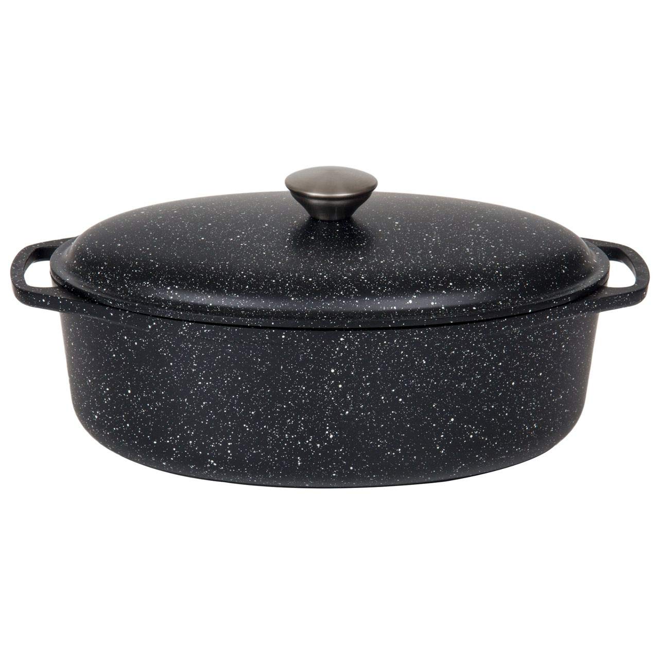 SSW Rosso Schlemmerbräter Aluminium-Guss Bräter Deckel mit Edelstahlknopf, Stone-Look, 4 l