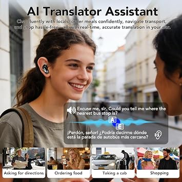 MINISO MS105 AI Translation Earbuds Real Time, Translator Earbuds Support 134 Languages with APP, Bluetooth 6.0 Translator Headphones Compatible with iOS & Android, for Travel Business