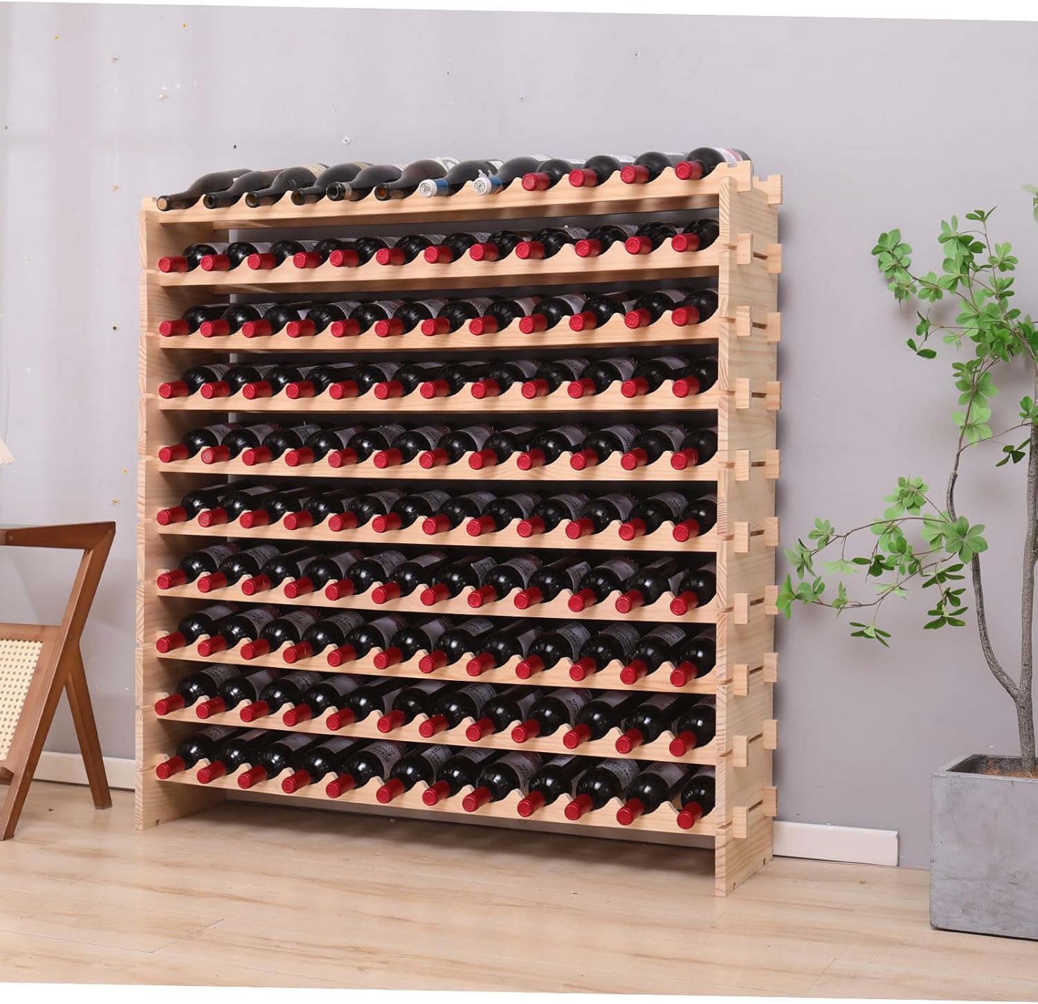 Wood Stackable Storage Modular Wine Rack Cabinet 120 Bottle freestanding Floor Wine Bottle Holder Display Shelves