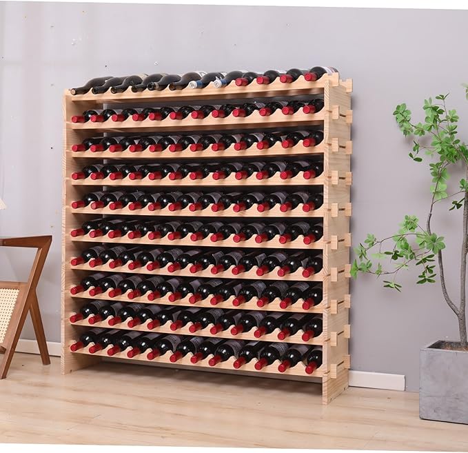 Estante para Vinos Modular Apilable de Madera, Capacidad 120 Botellas miniatura 6