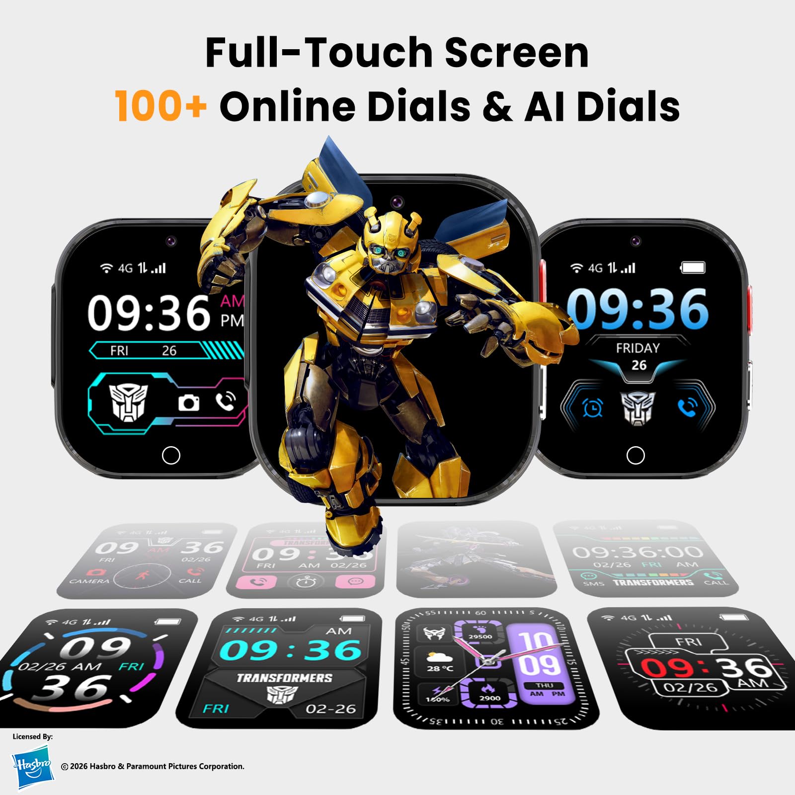 Transformers Smartwatch Kinder mit Videoanruf, IP68 Wasserdicht Schulmodus