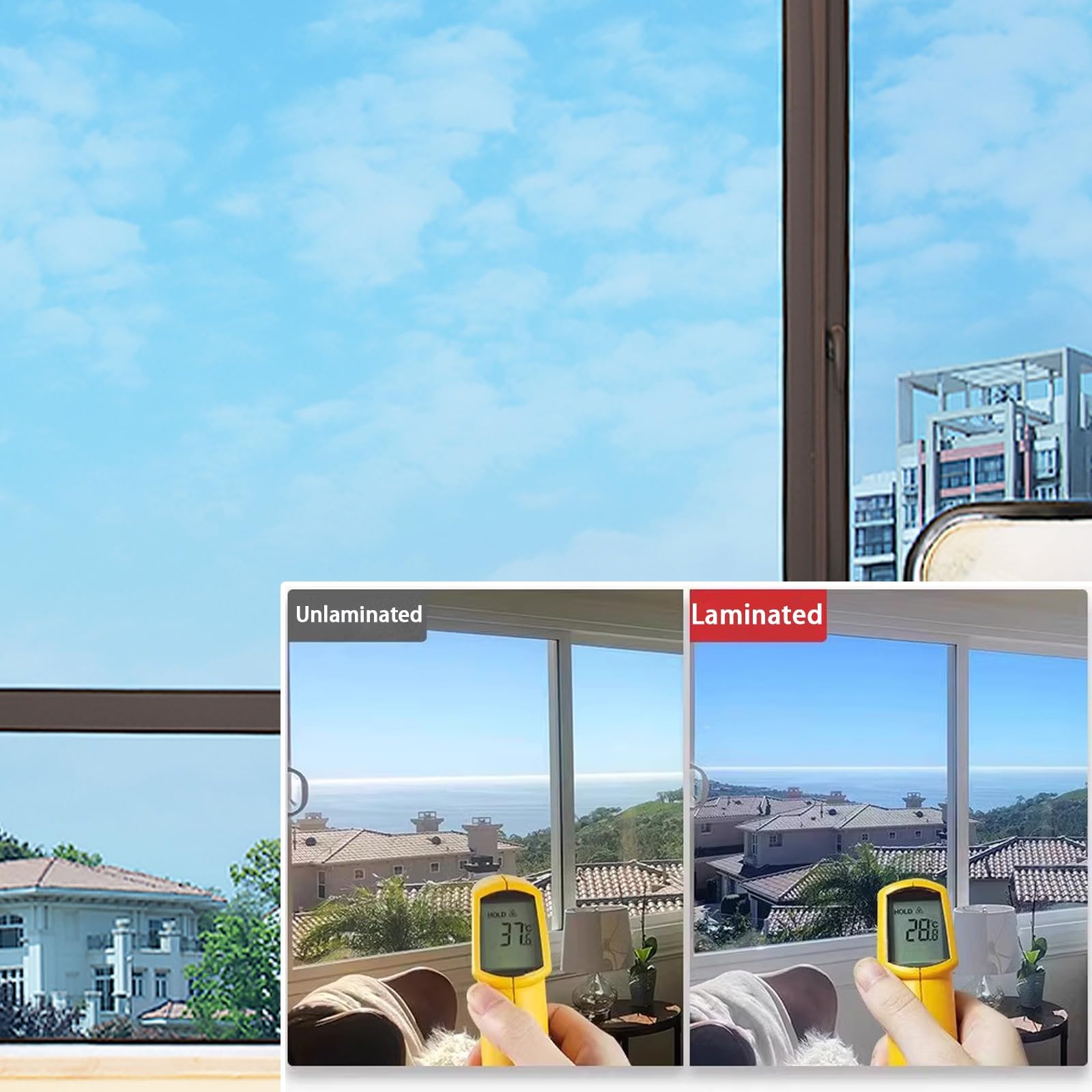 HJXGQJM Lámina De Espejo para Ventanas, Vinilo para Ventanas Efecto Espejo Cristal Unidireccional Lámina Protector Solar Privacidad, Lámina Protector Solar Privacidad(90x200cm(35x79in))