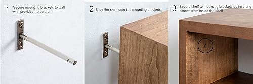 Miniatura 4 de Kate and Laurel Holt Modern - Estante flotante de pared, 18 x 8 pulgadas, color marrón rústico, elegante estante de madera flotante rectangular para