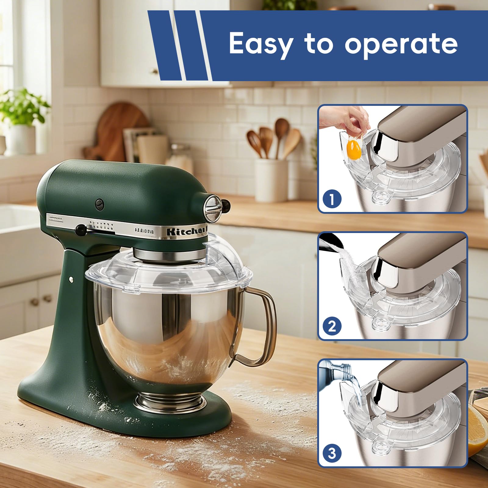 Paraspruzzi per KitchenAid Planetaria 4.3L - 4.8L, Paraschizzi Trasparente Integrale a 360° per Mixer Kitchen Aid Artisan e Classic con Testa Inclinabile, Coperchio Versatore Antispruzzo