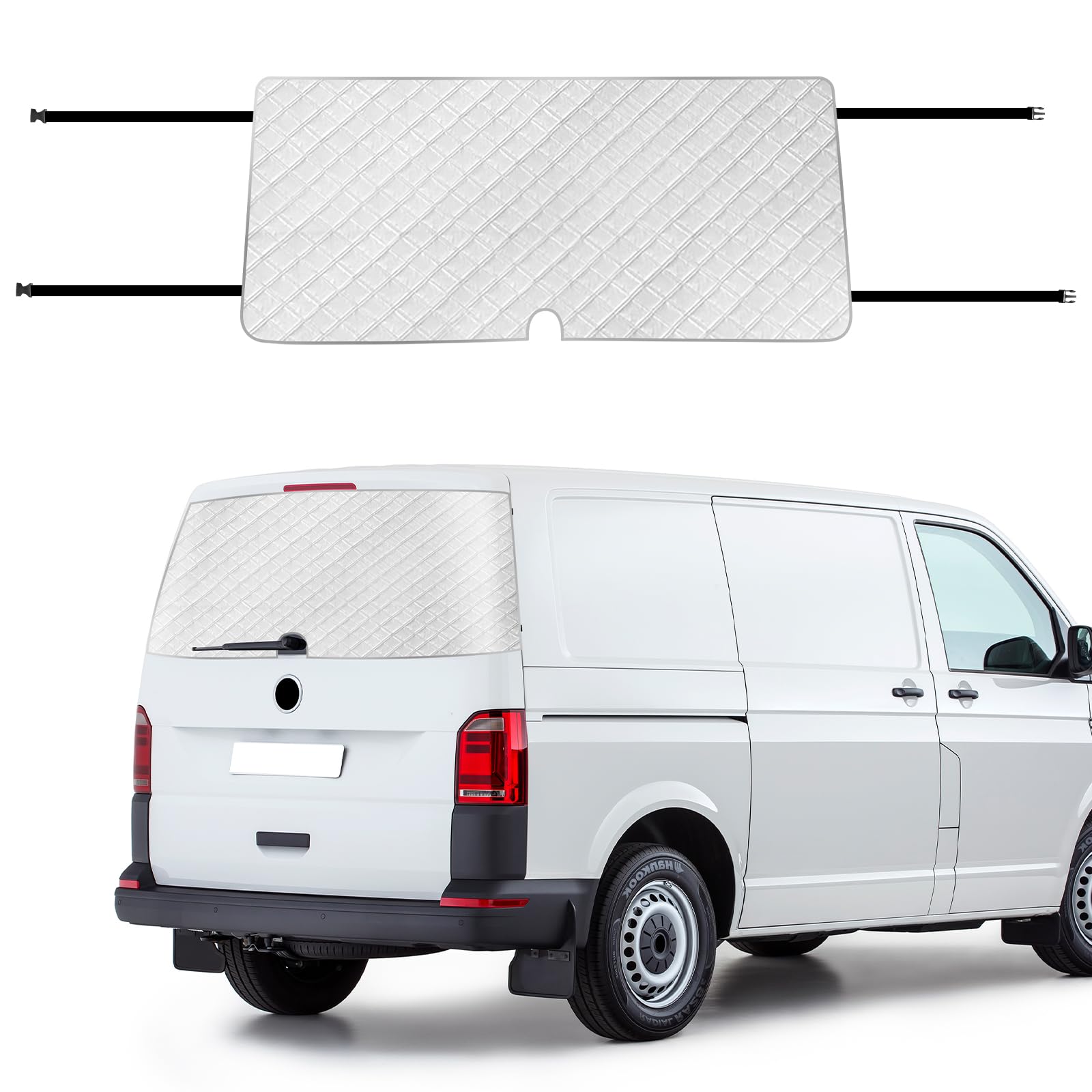 Copertura del Parabrezza del Portellone Posteriore Sostituzione per VW T5 T6 T6.1 California, Copertura Avvolgente del lunotto Posteriore lusso 600D impermeabile con foro per Tergicristallo, Argento