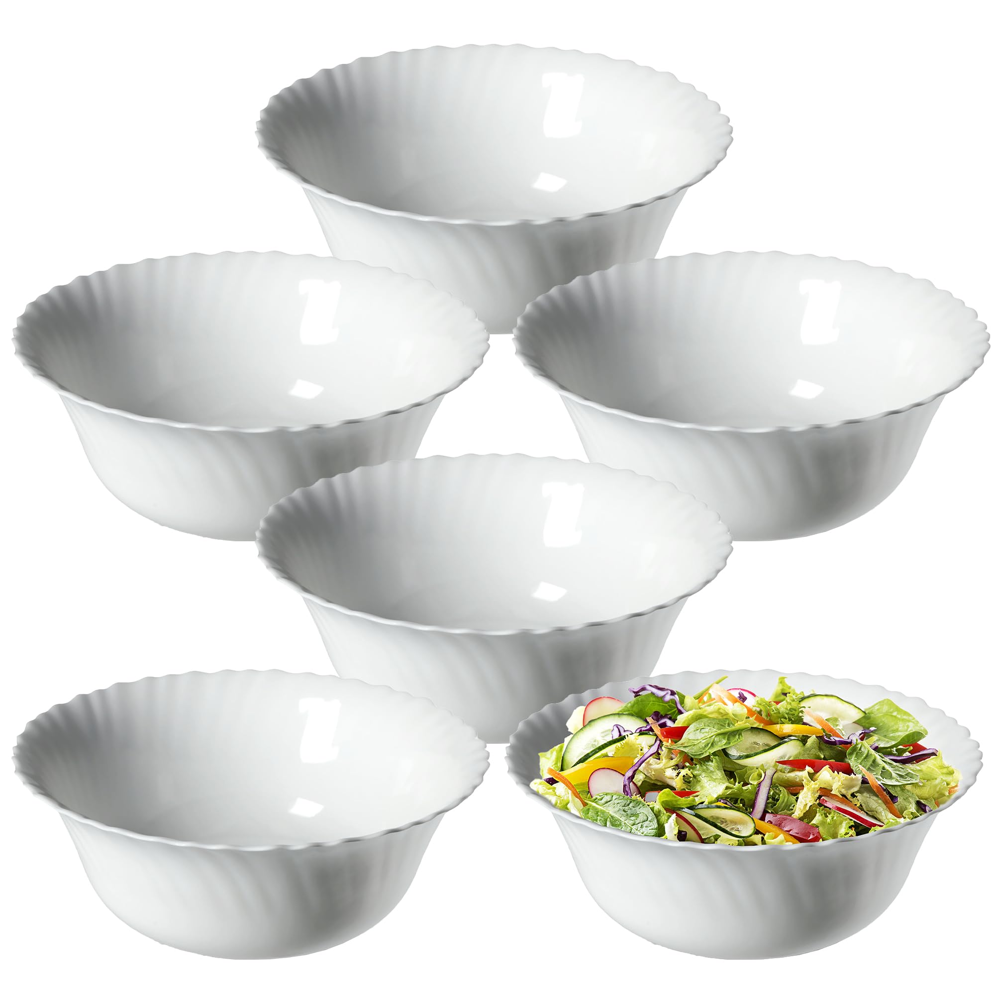 KADAX Ciotola ∅ 23 cm, set da 6 pezzi, ciotola in vetro temperato, ciotola per frutta, insalata, ciotola per dessert, ciotola per cereali, ciotola per zuppa, ciotola per snack, lavabile in