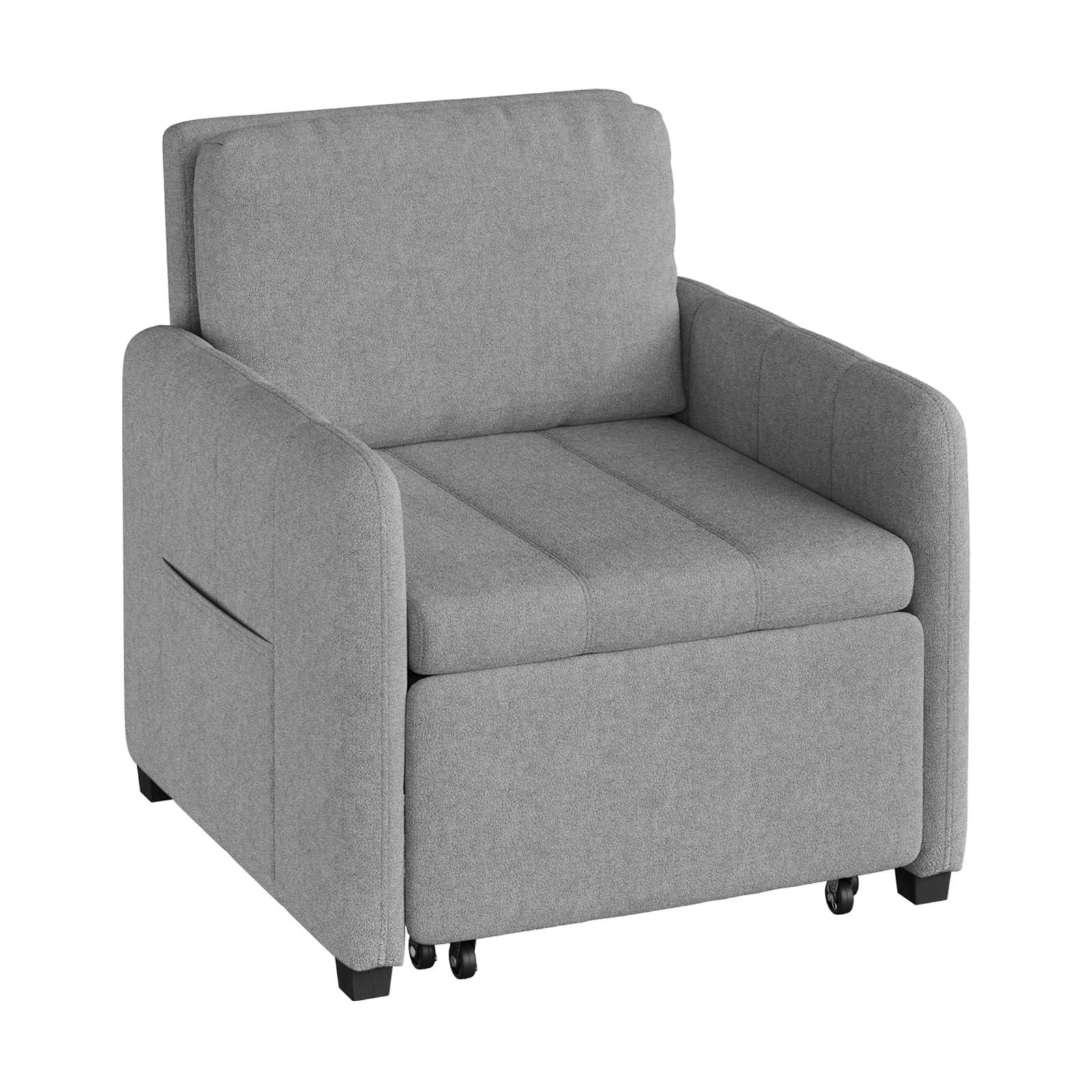 WOLTU 3-in-1 Divano Letto, Poltrona Letto Trasformabile, Grigio Chiaro | con Reclinazione a 5 Posizioni, Divano Singolo Pieghevole per Piccoli Spazi, Chaise Lounge, Tessuto in Spugna Traspirante