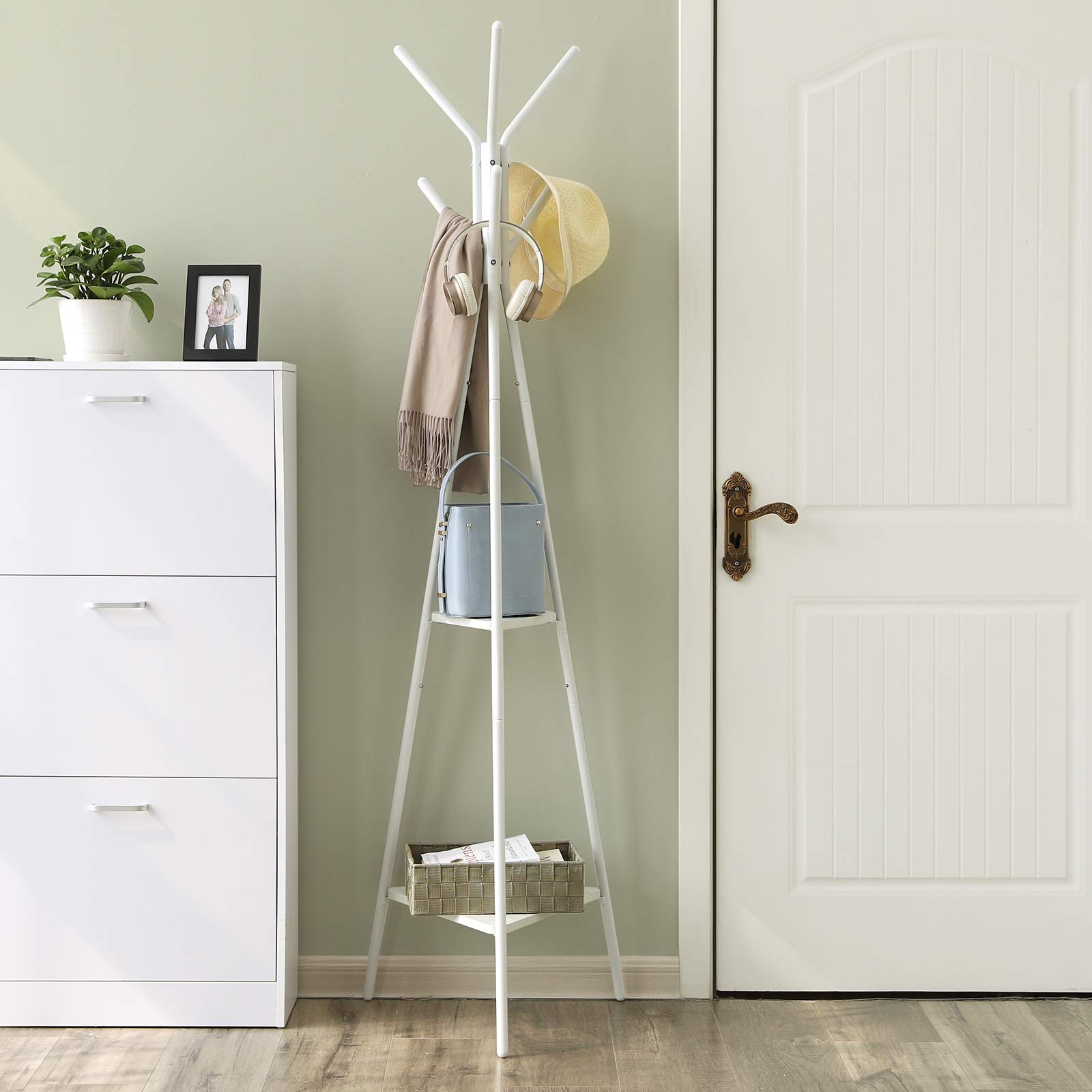 SONGMICS Coat Rack Stand, Coat Tree, Hall Tree Free Standing