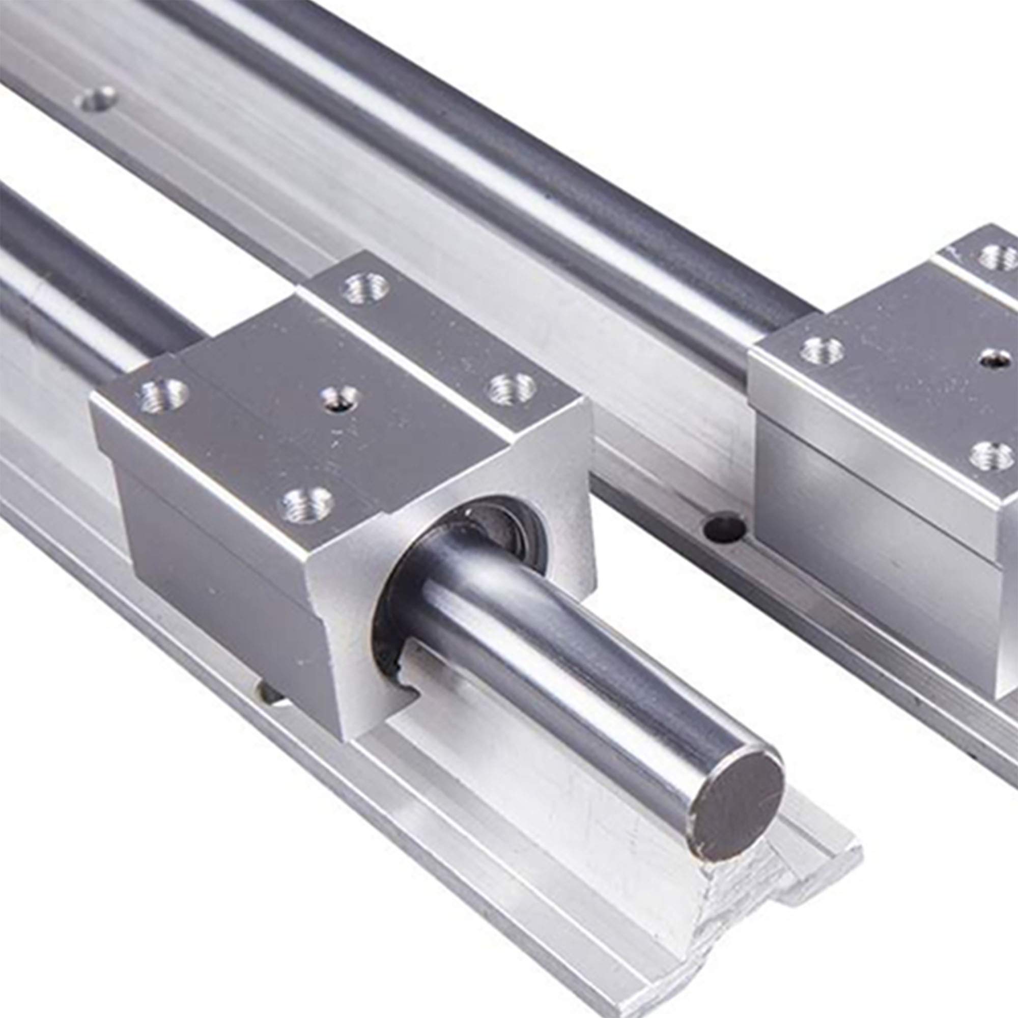 Guida Lineare SBR12 1300mm Set di Guide per Cuscinetti Lineari con 2 x Alberi di Guida da 1300 mm e 4 x Blocchi SBR12UU, Guida di Scorrimento Lineare Inossidabile con Fori Preforati