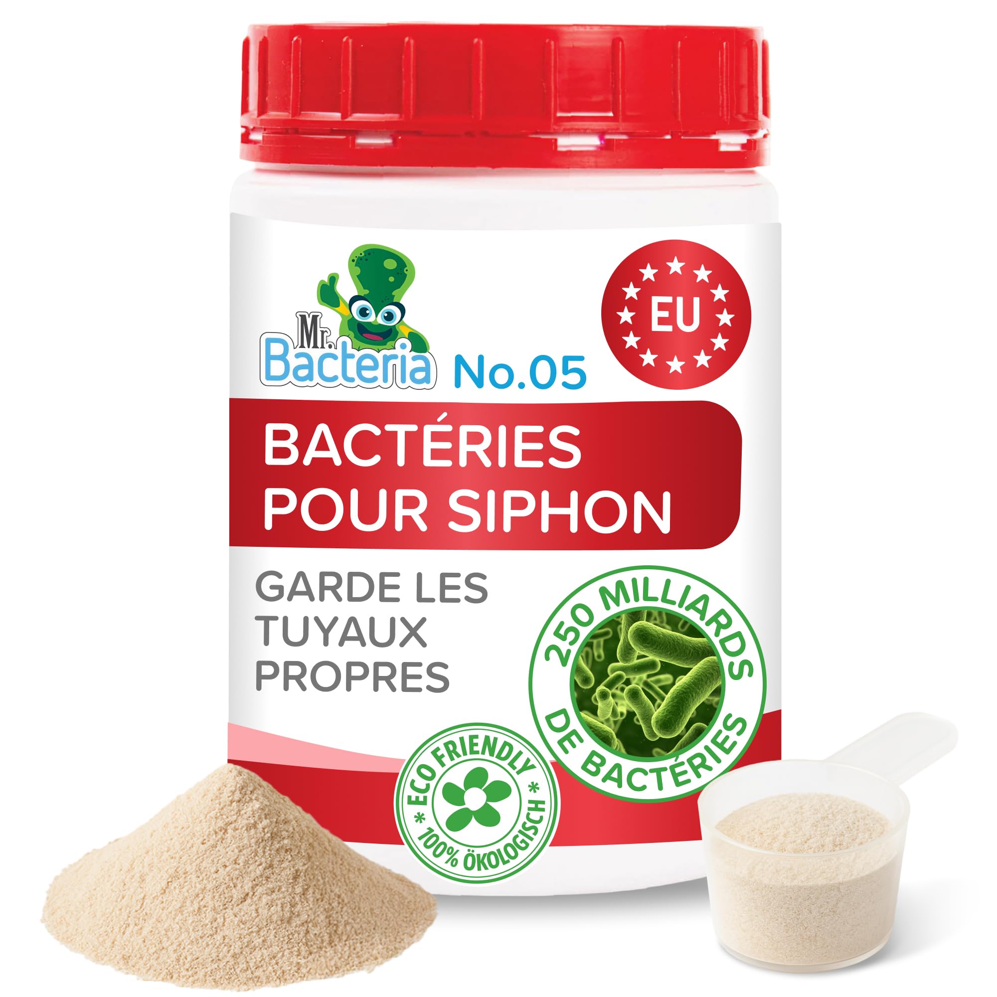 Mr. Bacteria No. 5 Nettoyant enzymatique pour Votre SIPHON, CONDUIT et ÉCOULEMENT, DÉBOUCHEUR, déboucheur canalisation, Nettoyage des Canalisations 500 g – 1 pièce