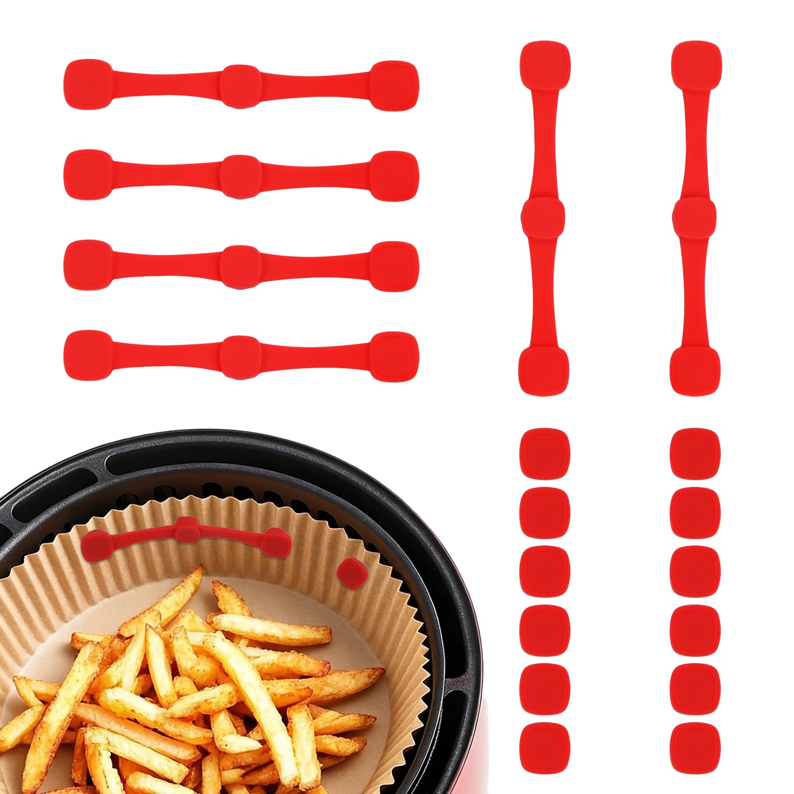 Magnetische Silikonschnallen für Heißluftfritteusen, Silikon Magnete für Airfryer Backpapier, BPA-frei Magnete Verhindert Verrutschen und Verbrennen Airfryer Zubehör