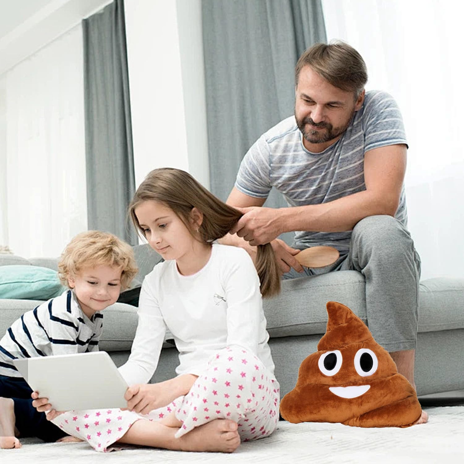 HolooVeranillo Poop Plush Pillow, Novelty Cushions, Cute Pillow Poop Toys, Round Triangle poo toy, for Home Hotel - Image 3