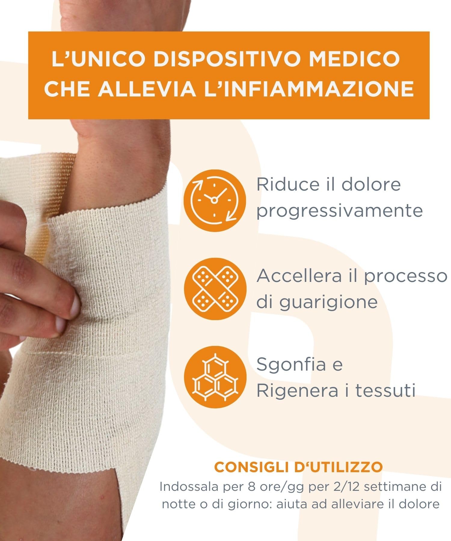 SPIKENERGY Kit 3 Fascia Elastica 35-65-100cm Elettro Magnetoterapia - Polsiera Per Tendinite Polso, Gomitiera Per Epicondilite, Fasce Braccia Gambe Collo, Dispositivo Medico Detraibile - Made in Italy
