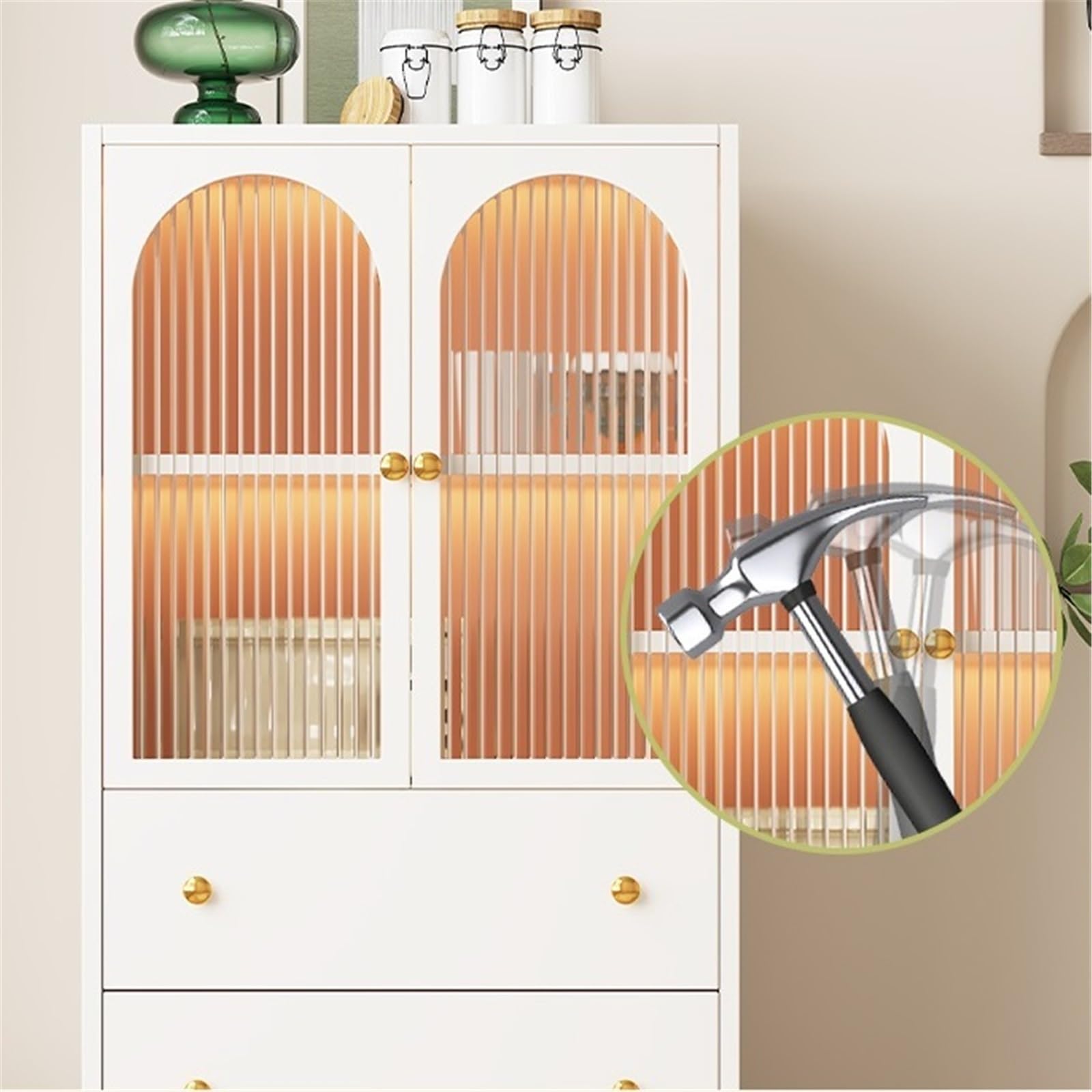 Mobile da buffet Glass Door Wooden Sideboard Simple Three Drawer Ingresso(Grande)