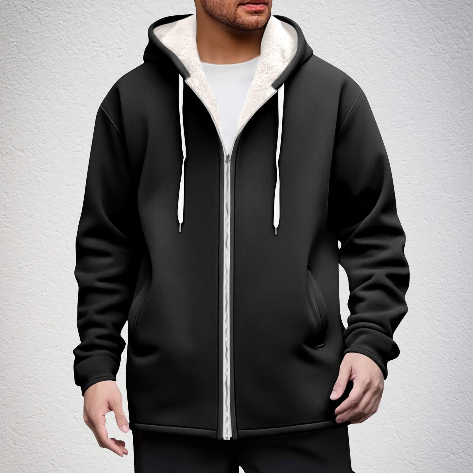 Sudadera Cremallera Hombre,Chaqueta de Hombre Invierno de Forro Polar con Capucha Sudaderas Deportiva Entretiempo Jersey Manga Larga Color Sólido Básica Casual Ropa de Trabajo Hoodie Sweatshirt