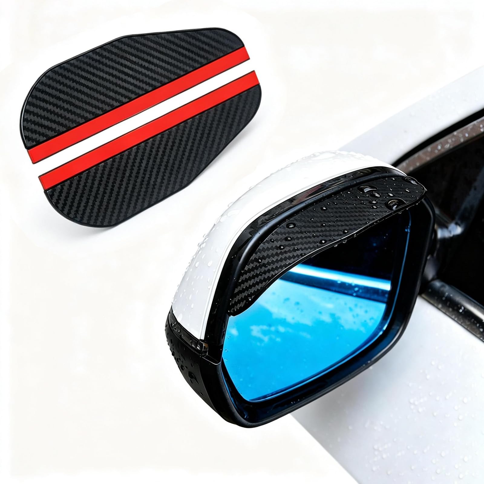 QIZUN 2Pcs Car Rearview Mirror Rain Guard for VW Tiguan 3 (III) CT I 2025 2026, Carbon Fiber Side Mirror Rain Shield Protector Deflector Weather Trim