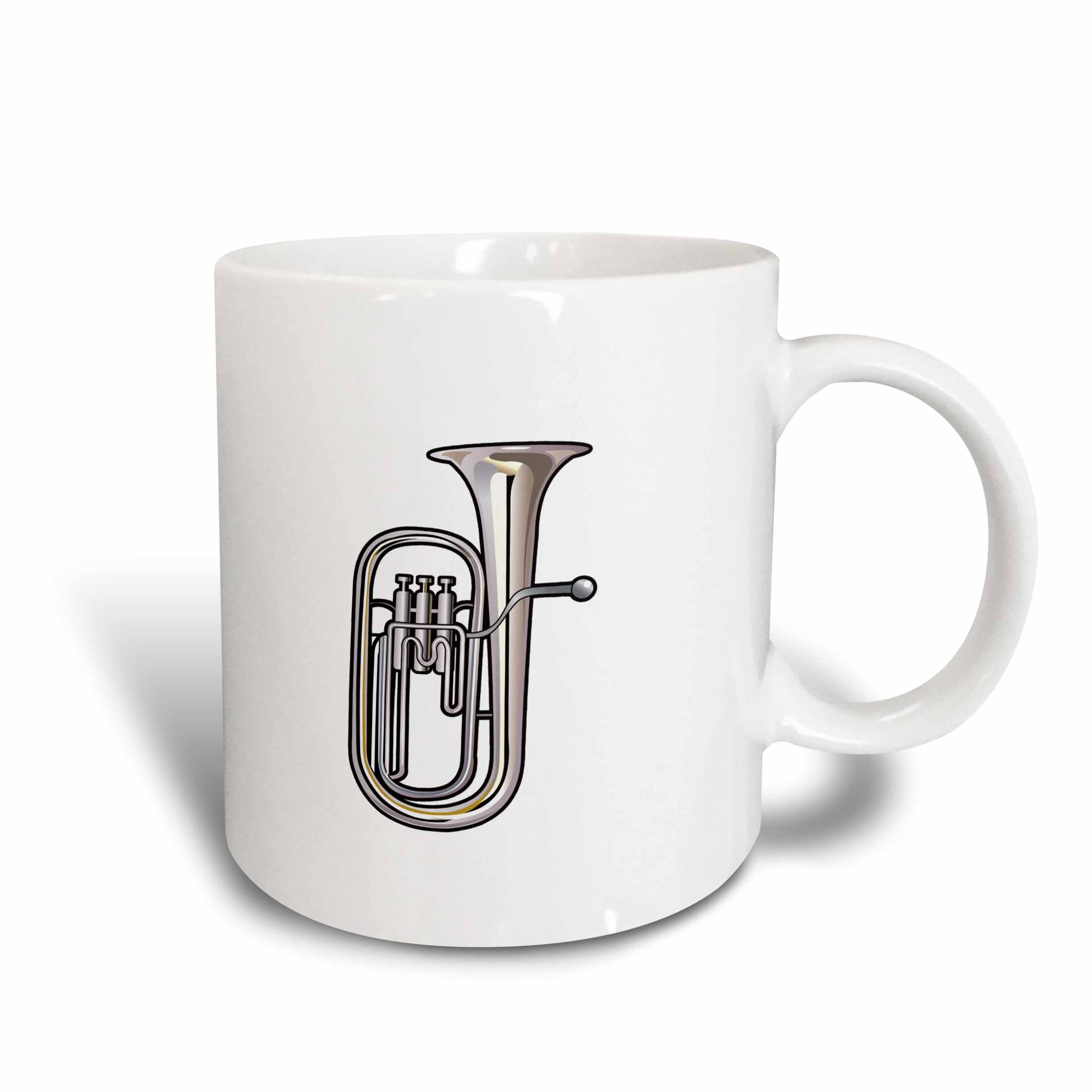3dRose mug_164260_2 Euphonium Brass Instrument Music Realistic Ceramic Mug, 15-Ounce