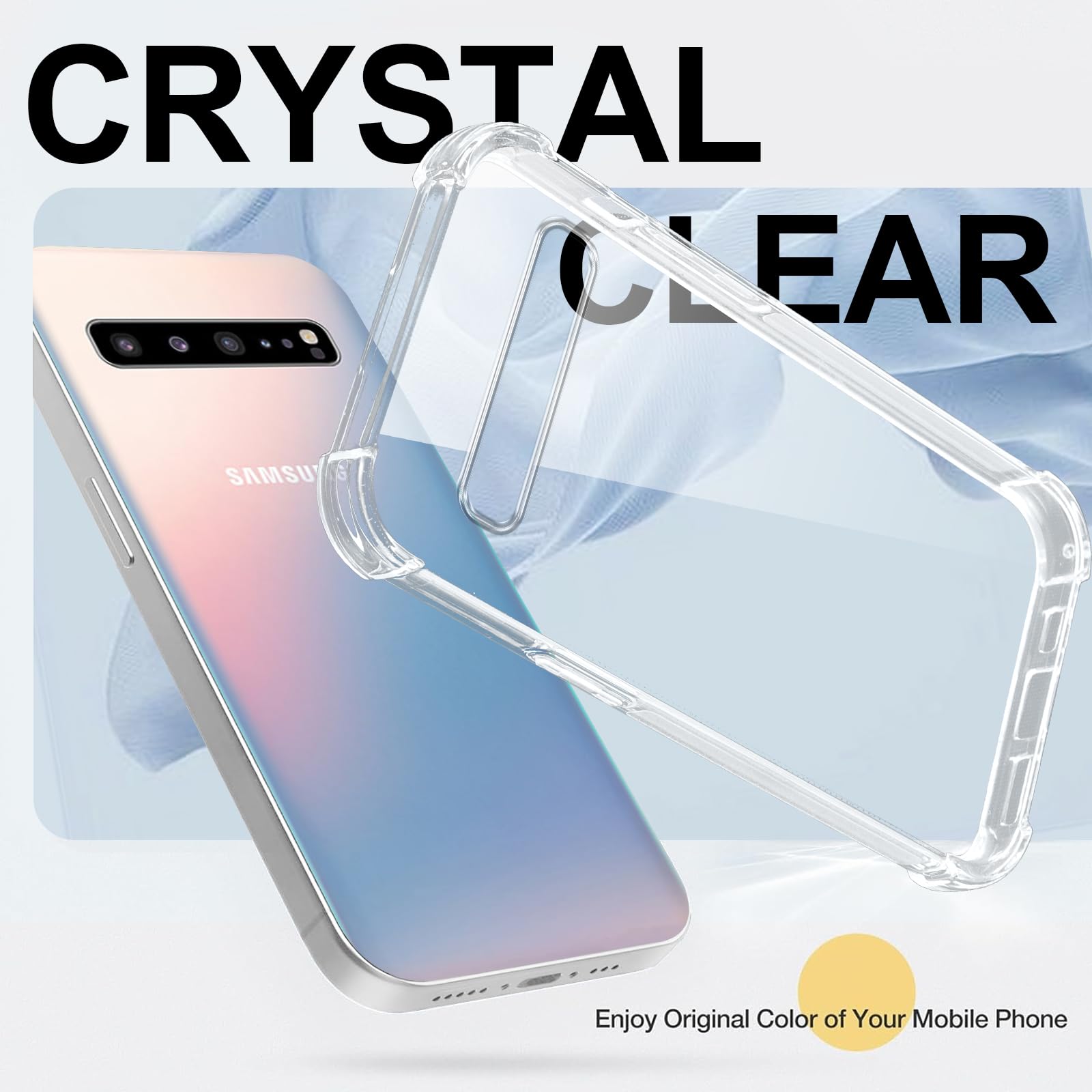 Coiwxmoi Etui do Samsung Galaxy S10 5G ze smyczą 6,7 cala, przezroczyste etui ze smyczą pasek na ramię sznurek, ultra miękki, odporny na wstrząsy silikonowy futerał TPU do Samsung S10 5G, jasnoszary
