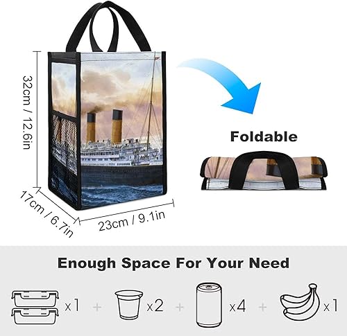 Miniatura 2 de Retro Titanic Famous Old Historic Lunch Bags para mujeres y hombres, lonchera aislada reutilizable bolsa de mano para el hogar y la oficina