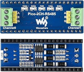 waveshare 2-Channel RS485 Module Expansion Board RS485 HAT for Raspberry Pi Pico,SP3485 Transceiver, UART to RS485,300~500000bps BAUDRATE