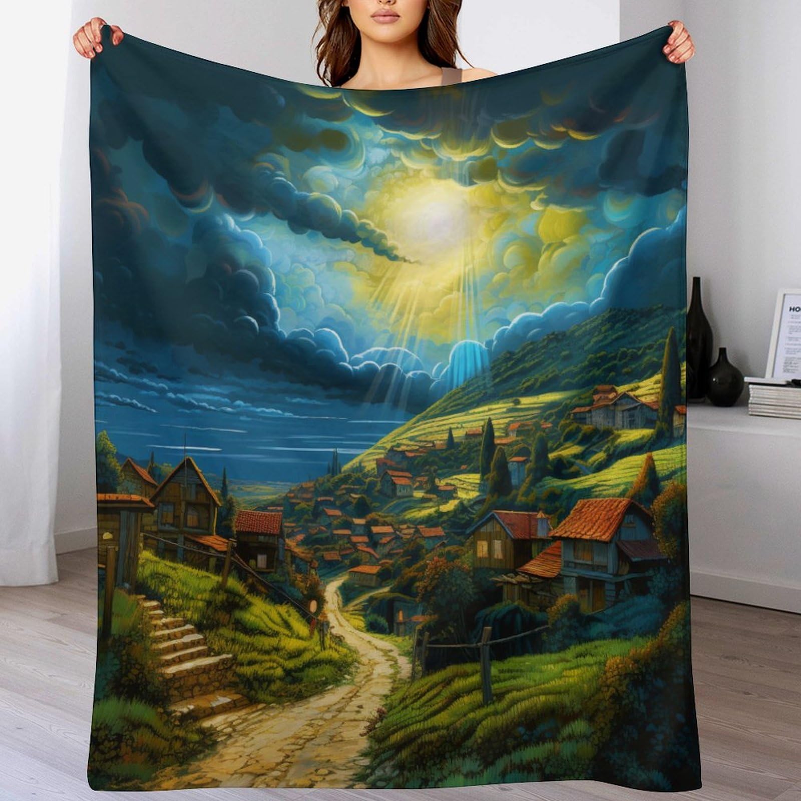 Couverture de villages en flannel polaire moelleuse 140x180cm pour feuteille
