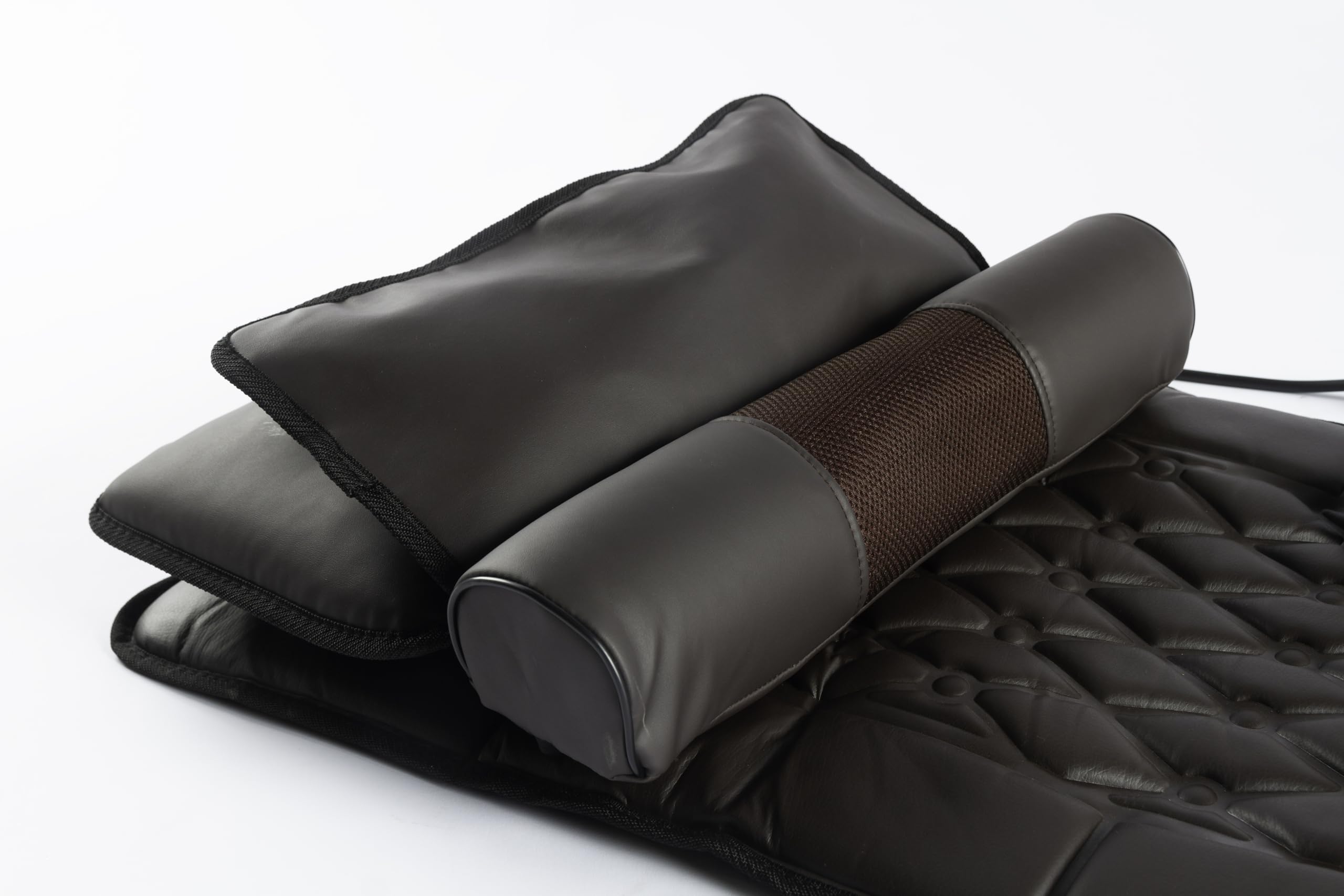 DUPI Colchoneta de Masaje para Cuerpo Completo – Masaje Shiatsu Desmontable, Calor Integrado, Plegable y Portátil, Relajación Muscular, Cuero Sintético Marrón/Burdeos