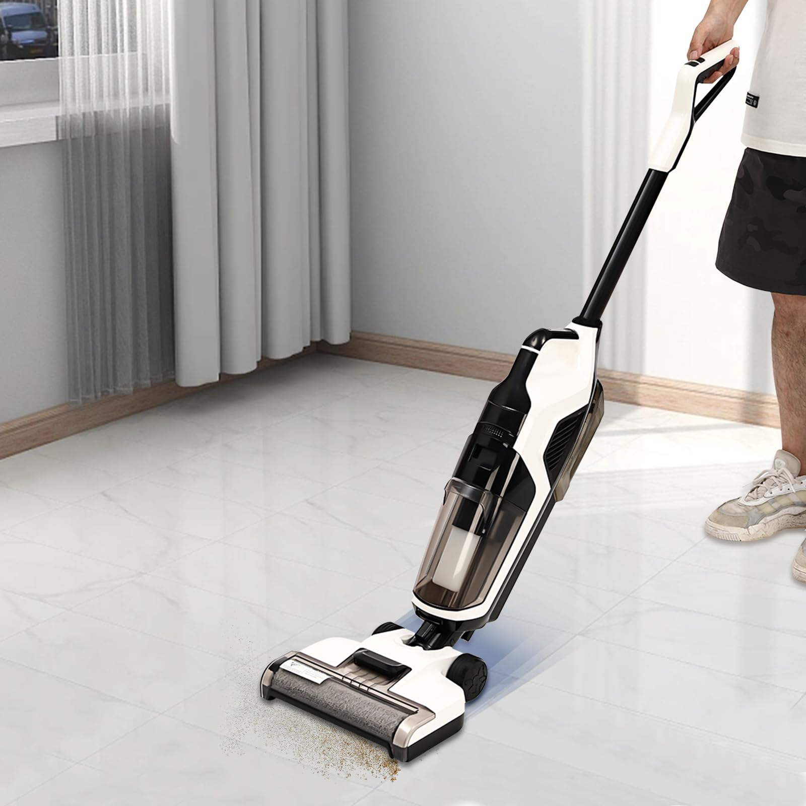 Cordless Wet Dry Vacuum Floor Cleaner and Mop, One-Step Cleaning for Hard Floors, Great for Sticky Messes and Pet Hair