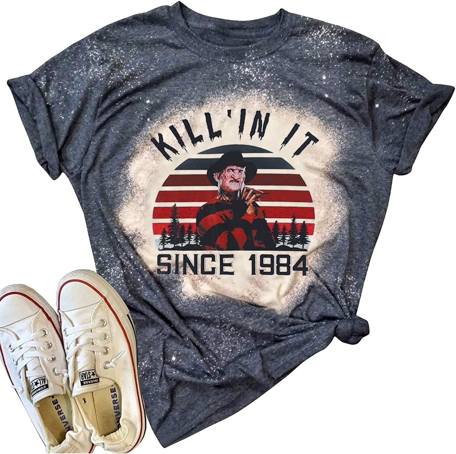 FCHICHThe Boys of Fall Bleached Tshirt Women Halloween Horror Movies Shirt Novelty Graphic Short Sleeve Tee Tops