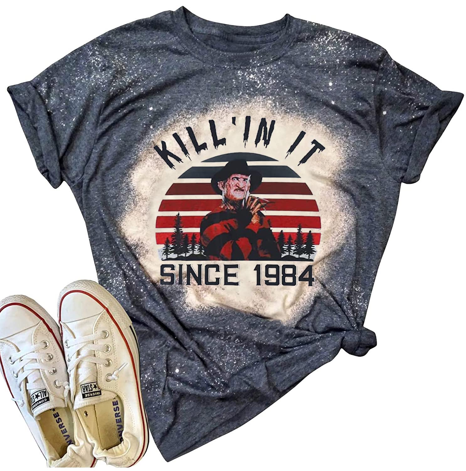 FCHICHThe Boys of Fall Bleached Tshirt Women Halloween Horror Movies Shirt Novelty Graphic Short Sleeve Tee Tops